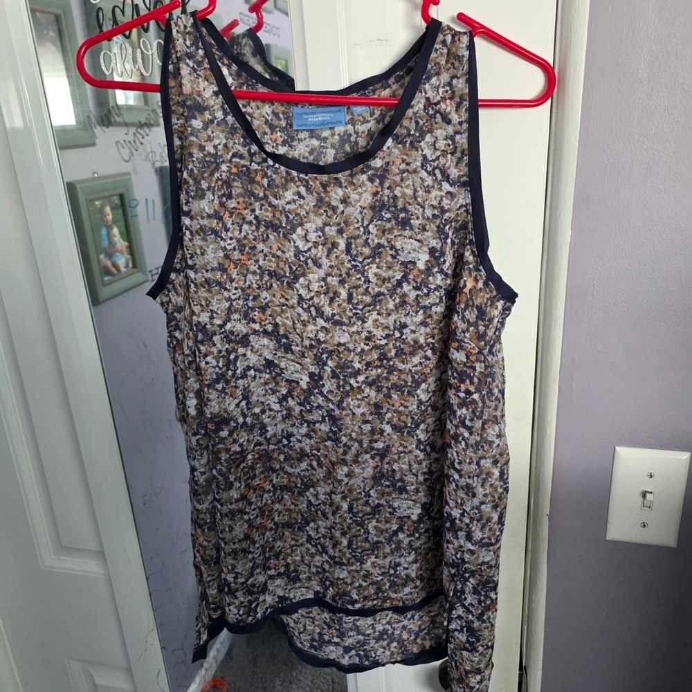 Simply Vera Vera Wang Womens Large Abstract Print Sleeveless High Low Tank Top